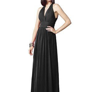 Dessy 2908......Full Length, V neck, Chiffon Dress.....Black.....Size 0...NWT